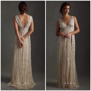 Anthropologie BHLDN Laurel Gown Beaded Maxi Embellished Size 6 Wedding Bridal